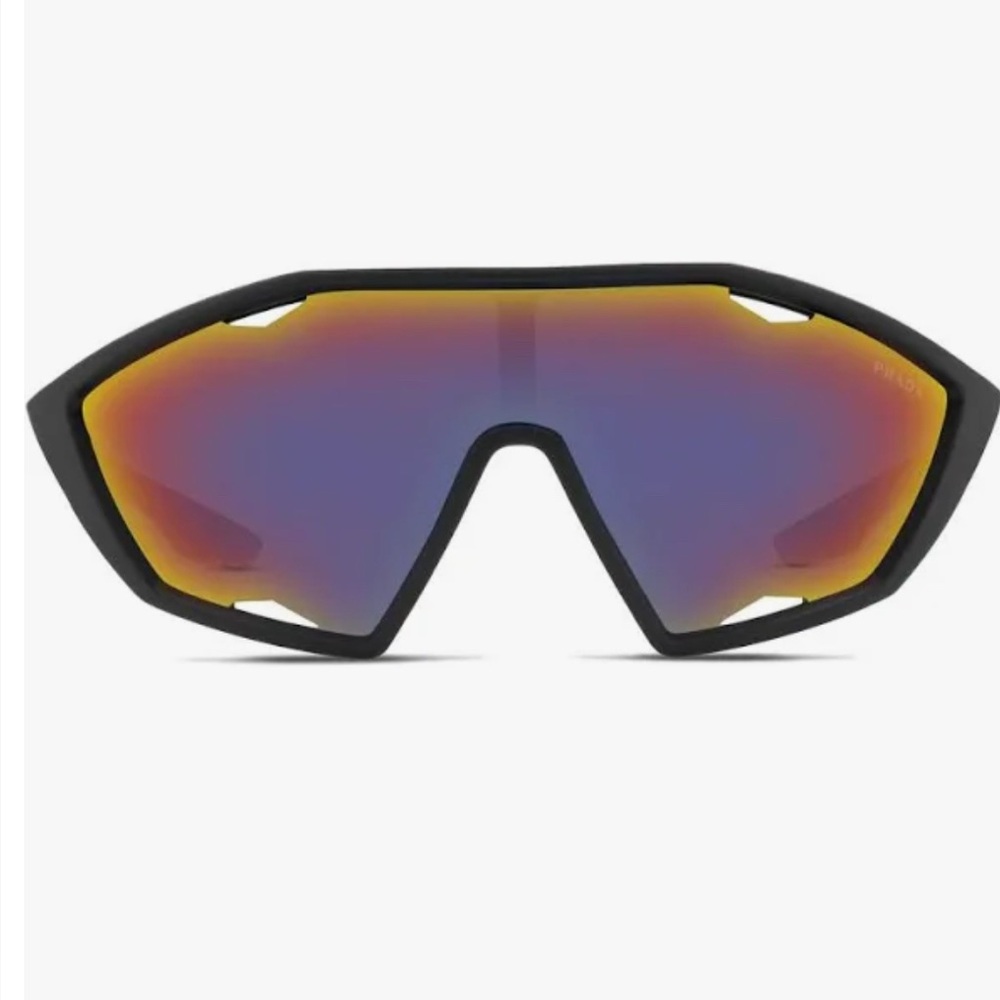 Auth Prada Sport Linea Rossa vented oversized shield Sunglasses